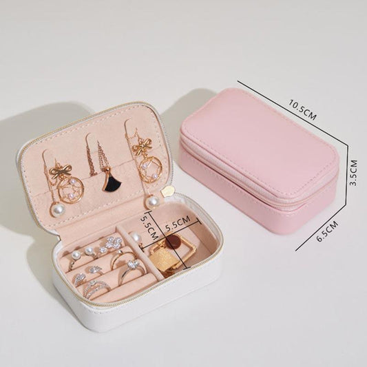 Jewelry Bag Travel Portable Storage Box Small Leather Ear Stud Necklace Storage Box