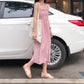 Summer Ruffled Elasticated Shoulder Slash Neck Plaid Strap Dress Mid-length Girls Dress