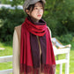 Women Solid Color Cashmere Scarves with Tassel Lady Winter Autumn Long Scarf