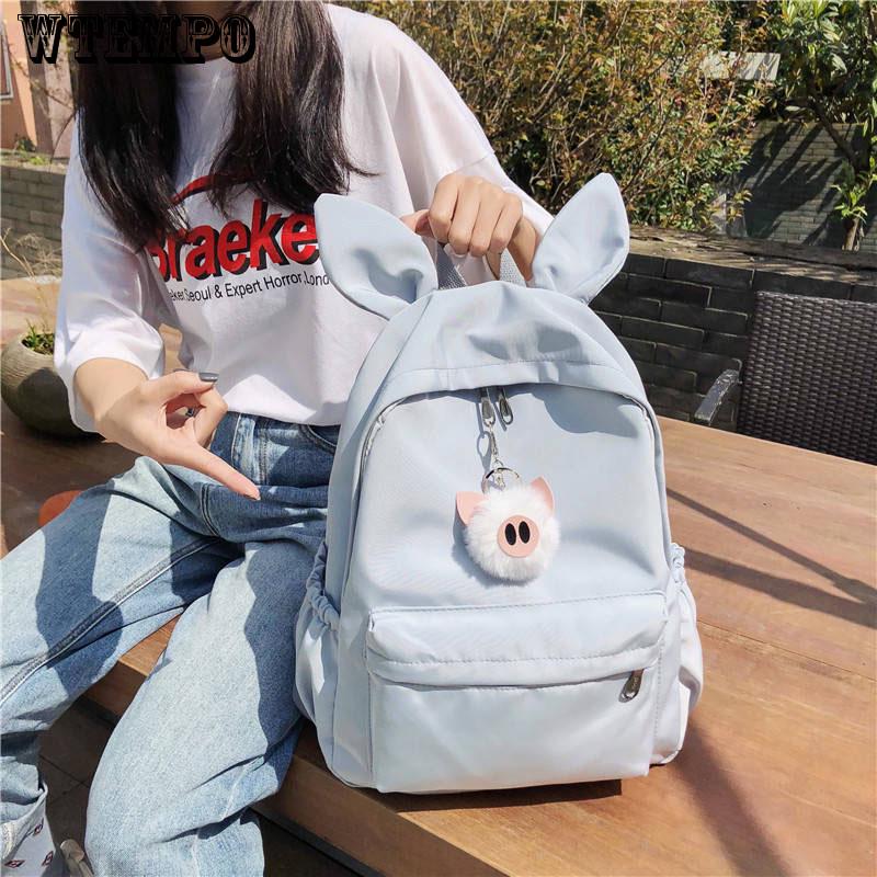 New Cute Cartoon bunny Ears Backpack Girl School Bag  Women Backpack Nylon School Backpack