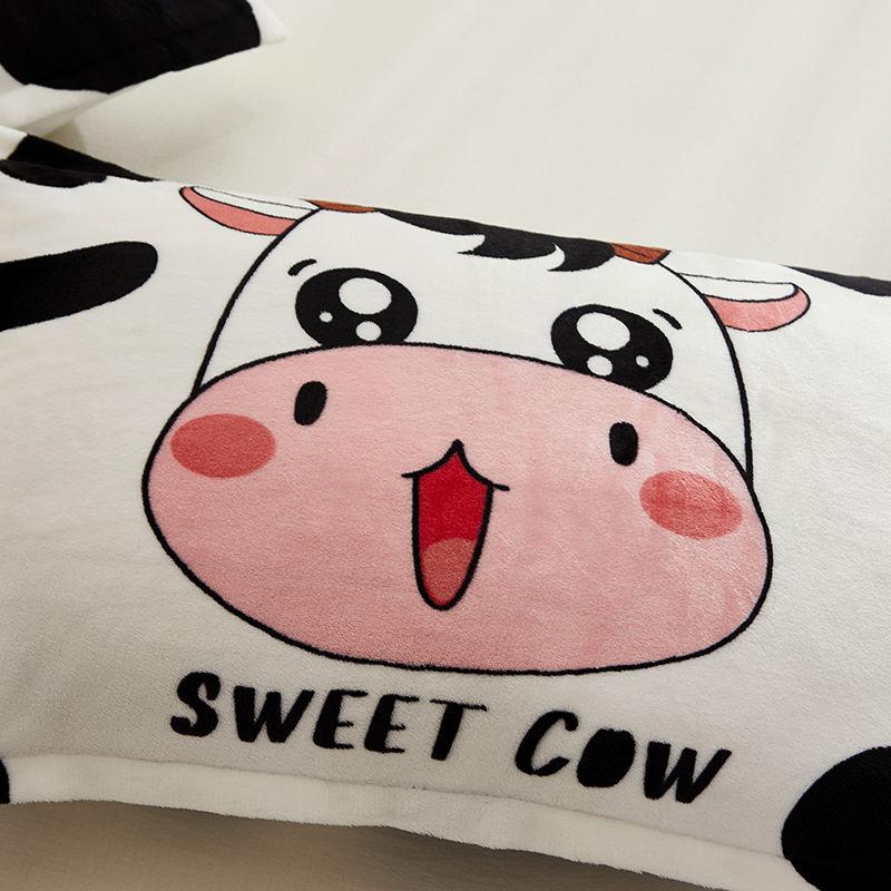 48X74cm Coral Velvet Pillowcase Plus Velvet Cute Pillowcase Flannel Cartoon Thick Bedding