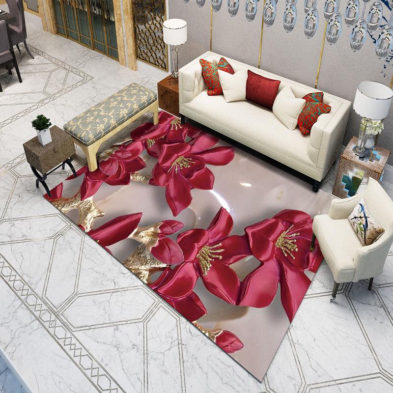 3D Carpet for Living Room Reactive Printing Large Size Parlor Flowers Rug Bath Kitchen Mat Rugs