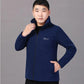 Middle-aged Elderly Men's Polar Fleece Sports Jacket Spring and Autumn Stand Collar Loose Outdoor Casual Sweatshirt Fleece Solid Color Short Top
