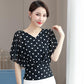 Summer Chiffon Shirt Short-sleeved Women's Temperament V-neck Bat-sleeve Cover Arm Thin T-shirt Women's Top
