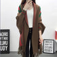 Thicken and Increase Cashmere Feel Long Tassel Shawl Knitted Cardigan Striped Sweater Coat Warm Wrap Women Spring and Autumn