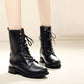 Retro Combat Boot Ankle Boots Autumn Winter Martin Boots Women Boots Lace-Up Women Shoes Size 35-42