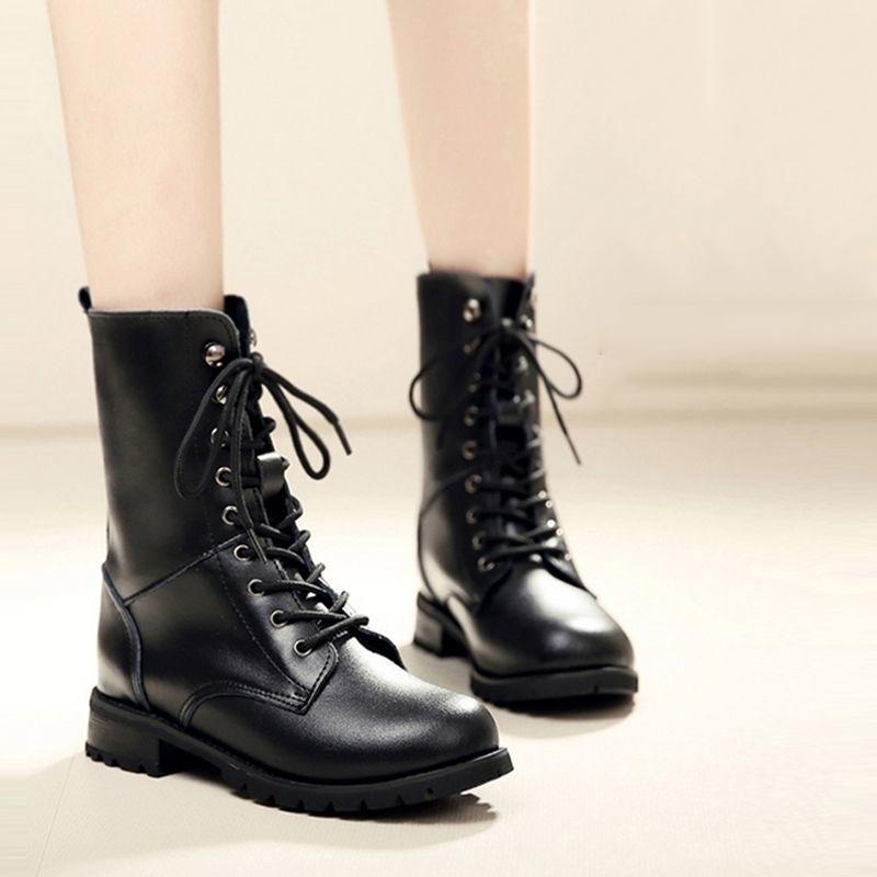 Retro Combat Boot Ankle Boots Autumn Winter Martin Boots Women Boots Lace-Up Women Shoes Size 35-42