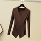 2021 Long-sleeved Cross V-neck Bottoming Shirt Women Autumn and Winter Knit Sweater