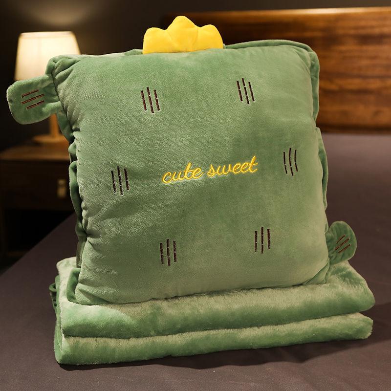 Office Pillow Soft Coral Velvet Quilt Dual-purpose Car Inner Cushion Nap Blanket Pillow Artifact Folding Car Three-in-one Easy To Carry