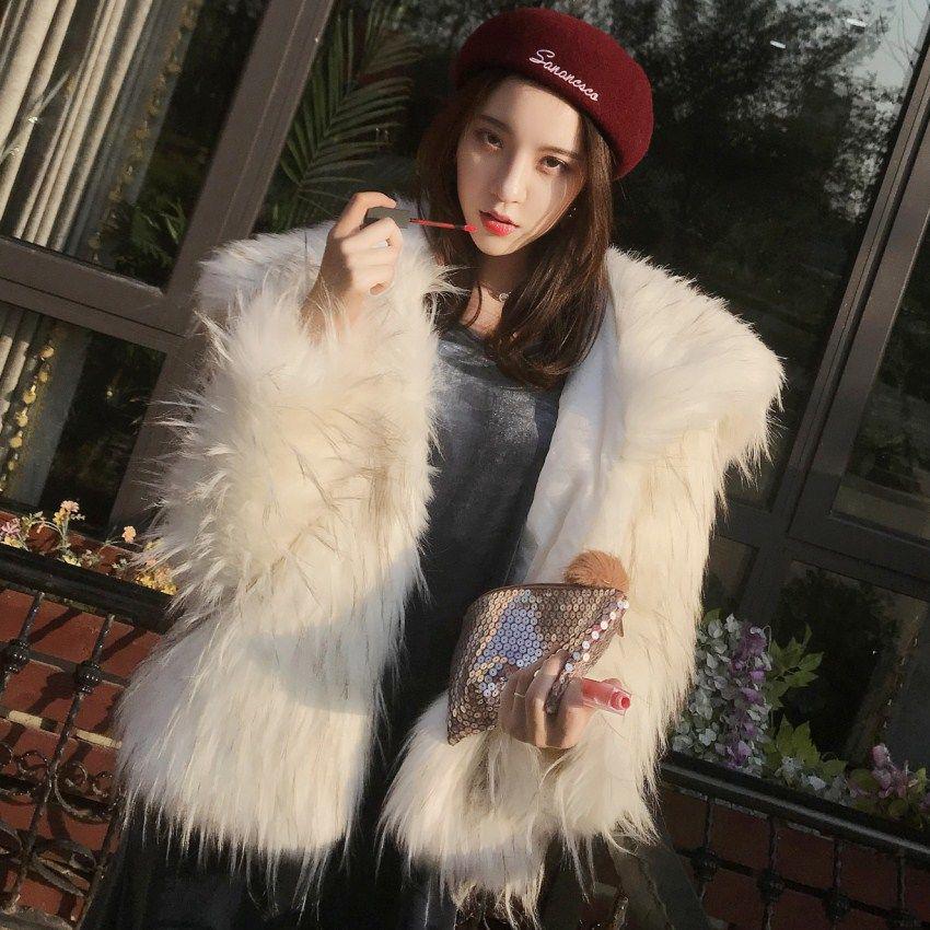 Winter Woman's Cotton Wool Coat Winter Cold warm Long sleeve fur jacket Trend Large size Fur coat