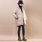 Mid-length Down Jacket Women Winter Korean Version of Loose Stand-up Collar Shiny Down Jacket Bread Suit Jacket