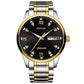 Automatic Self Wind Mechanical Luminous Stainless Steel Genuine Leather Strap Classic Men Watch