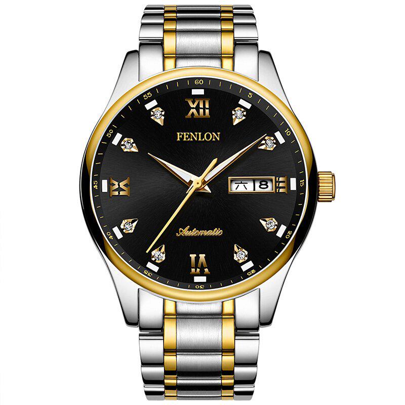 Automatic Self Wind Mechanical Luminous Stainless Steel Genuine Leather Strap Classic Men Watch