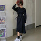 Women Sexy Knitted Dresses Solid Color High Elasticity Irregular Long-sleeved Spring and Autumn Dress