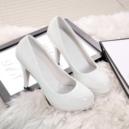 High Heels for Women Platform Shoes Patent Leather Black White Red Pumps Office Party Wedding Heels Womans Shoes