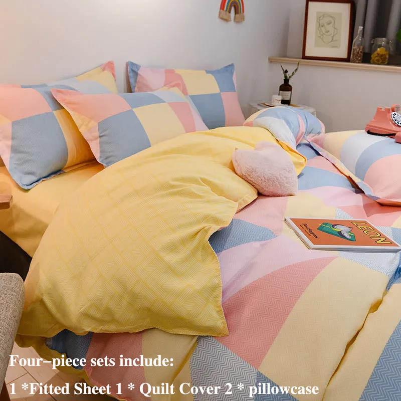 Bed Cover Bed Four-piece Set of 1.5 Meters 1.8 M Bed Thick Grinding Cotton Home Bed Suit