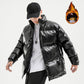Men's Winter Thick Padded Jacket Bread Suit Clothes Korean Style Trend Loose Student Pu Leather Cotton Jacket Clothes