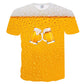 3D Shirt Full Body Beer Bubbles Short Sleeve T-shirt Summer Boy Hip Hop Personality Print Trend T-shirt