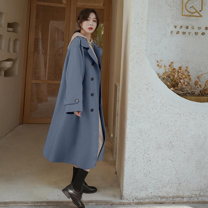 Plus size women's clothing woolen coat women's mid-length loose coat trend wild woolen coat