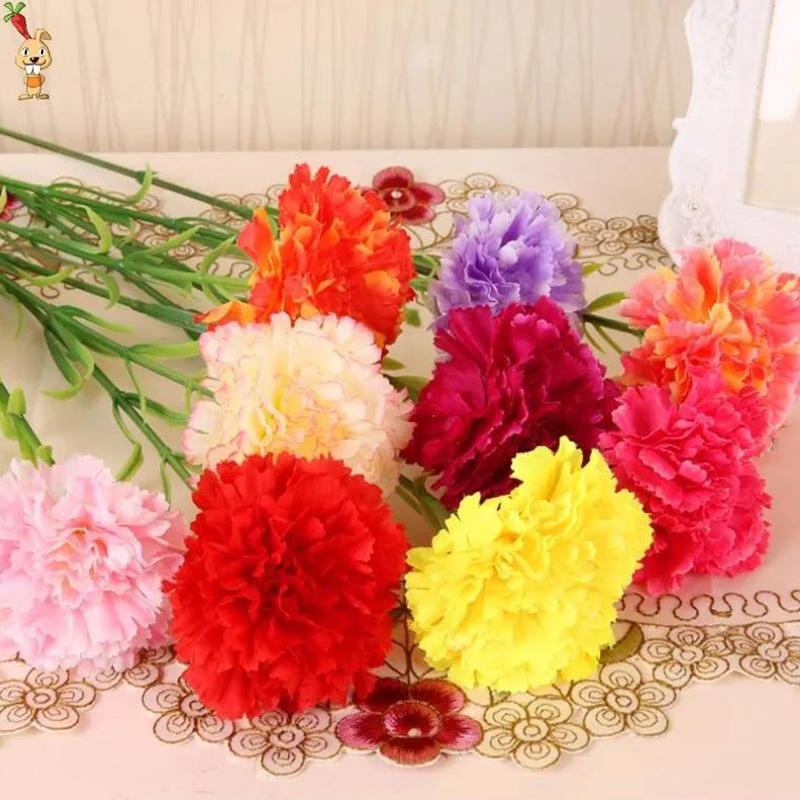 Carnation Simulation Bouquet Fake Flower Silk Flower Living Room Decoration Dining Table Decoration Plastic Flower Holiday Gift