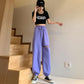 Women's Gray Sweatpants Loose Feet Summer Thin Casual Looking Thin All-match Purple Pants Hole Harem Sweatpants