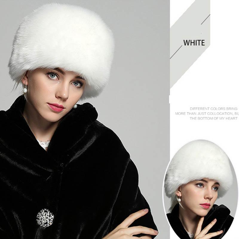 Faux Fur Imitation Fox Fur Dome Hat Fur Russian Hat Ladies Warm Winter Hat