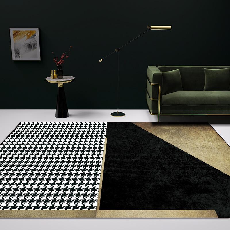 Nordic Modern Minimalist Carpet, Light Luxury Houndstooth Stitching Pattern Kitchen Carpet, Living Room Bedroom Bedside Non-slip Carpet Floor Mat