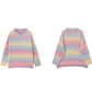 Japanese Color Sweater Women Loose Casual Pullover Rainbow Stripe Schoolgirl Knit Sweater