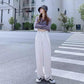 High Waist Leaps Jeans Female Loose Thin Four-color Straight Mop Pants