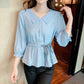Doll Collar Shirt Women's Summer Lace Waist Cover Belly Shirt Three-quarter Sleeves