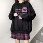 Sweatshirts Anime Hoodies Pink Cartoon Printed Hooded Tops Black Fashion Streetwear Fall Winter Pullover Hoodies Loose Harajuku Hip Hop Sweatshirt