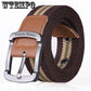 Women's Casual Knitted Belt Woven Canvas Elastic Stretch Belt Plain Webbing Belt Metal Buckle Brown