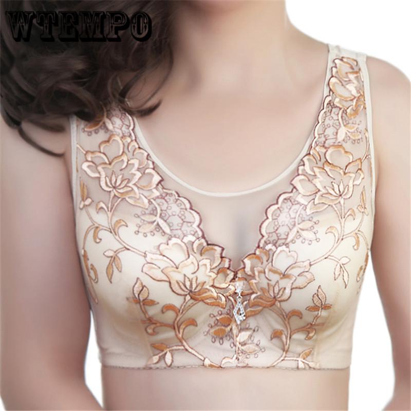 White Lace Perspective Bra Women Sexy Lingerie Embroidery Floral Bralette Plus Size Women 'S Bras
