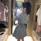 Female Casual Lace Up Slim Back Open Waist Plaid Elegant Party Dress Round Neck Waist Short Club Dress