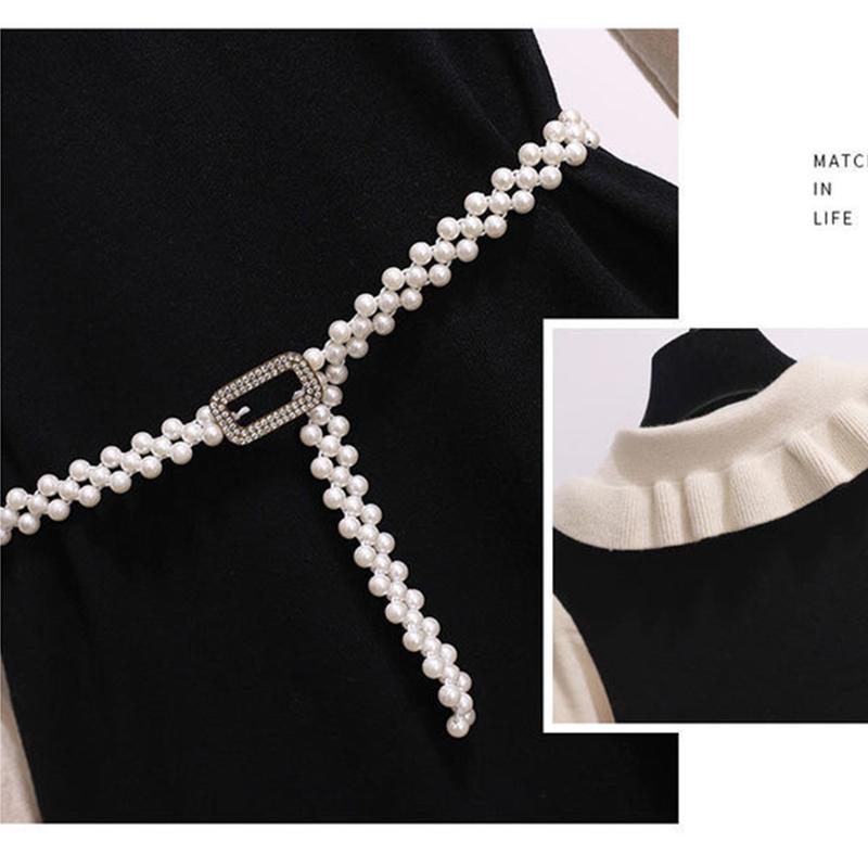 French A-line Board Waist Dress New Autumn and Winter with Fake Two-piece Base Skirt with Coat Long Skirt Temperament Suit