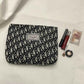 Blue Jacquard Cosmetic Bag Women's Retro Literary Simple and Elegant Flowers Convenient Small Bag