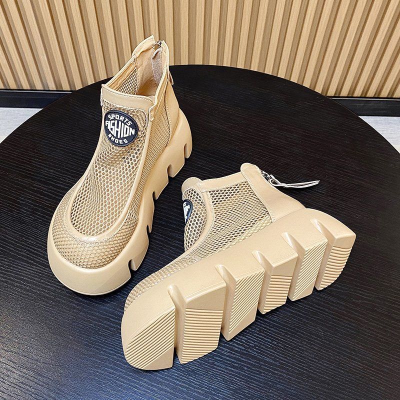 Summer Mesh Ankle Boots Zipper Trifle Super Light Platform Martin Boots All-match Martin Boots