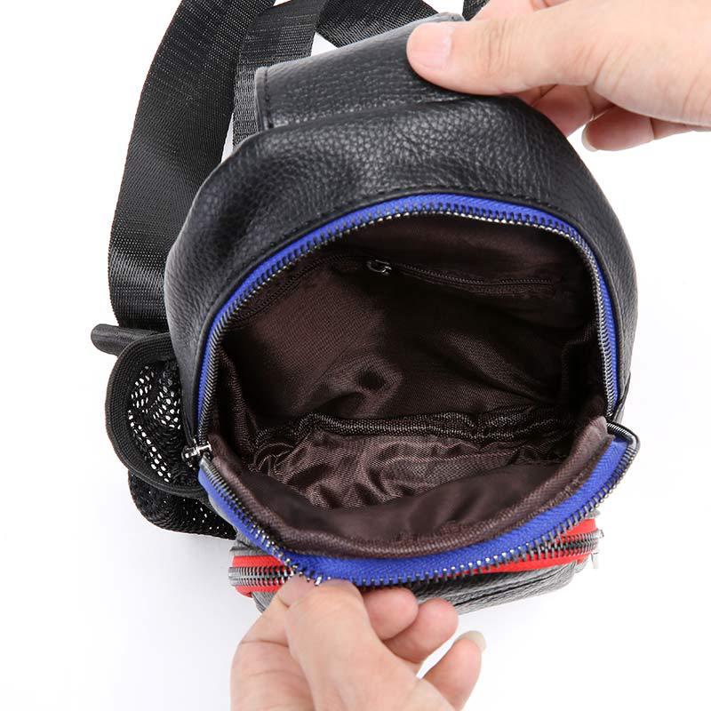 Colorblock Chest Bag Men Black Large Capacity Multi-pocket Crossbody Outdoor Sports Shoulder Bag