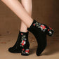 Women's Winter Frosted Coarse Heel Plush Short Boots Large Soft Bottom Embroidered High-heeled Cotton Shoes