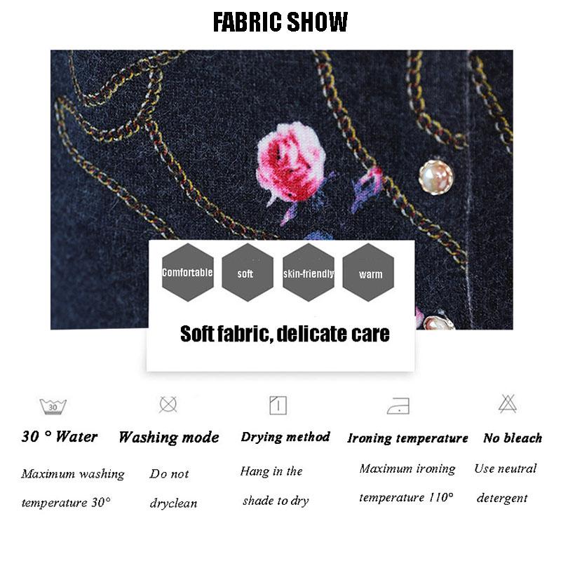 Autumn Casual Knit Cardigan Women Long Sleeve O-Neck Knit Top Soft  Plus Size Woolen Sweater Fashion Flower Print Cashmere Sweater