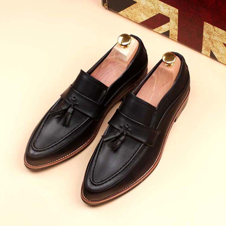 Mens Oxfords Pattern Pointed Toe Genuine Leather Business Formal Wedding Office Shoes