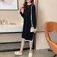 Autumn and Winter Retro Knitted Dress Mid-length Loose Over The Knee Base Skirt Fashion Casual Women Sweater Dress