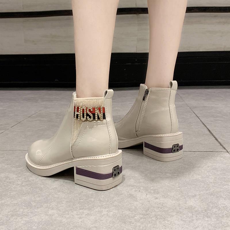 Women Boots Low Block Heels Bullock Boots Female Pointed Toe Ladies Brogues