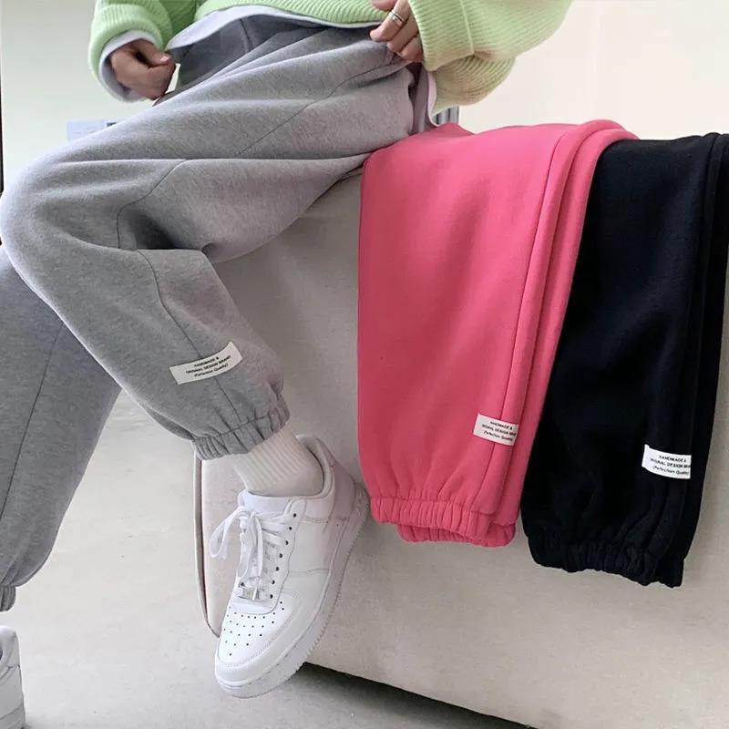 Plus Velvet Padded Trousers Women's Autumn and Winter New Casual Sports Trousers Korean Version of The High-waisted Thin Loose All-match Trousers
