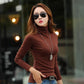 Fashion Women's Pullover Winter High Neck Women's Bottoming Shirt Long-sleeved Solid Color Slim Women's Cotton Top