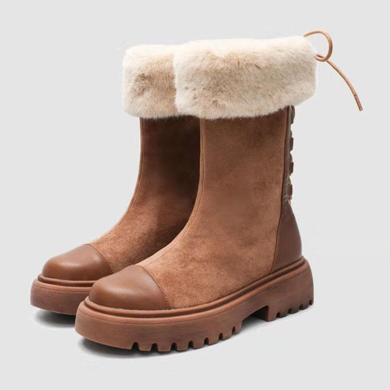 Snow Boots Women's Short Boots Children Winter Plus Velvet Cotton Shoes Ankle Boots Winter Thick Bottom Tube