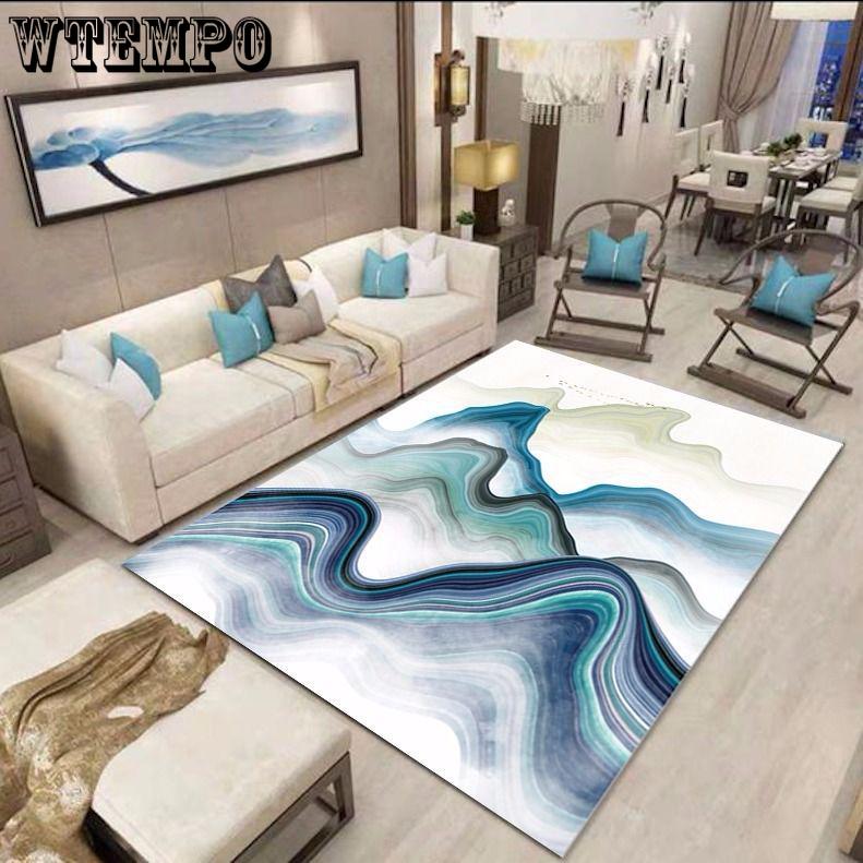 European Ink Painting Pattern Printed Carpet Living Room Rug Bedroom Bedside Anti-slip Mat Floor Mat
