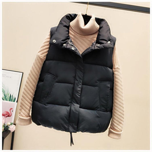 Autumn and Winter Short Plus Size Down Cotton Vest Fashion Casual Loose Jacket Sleeveless Simple Female Vest