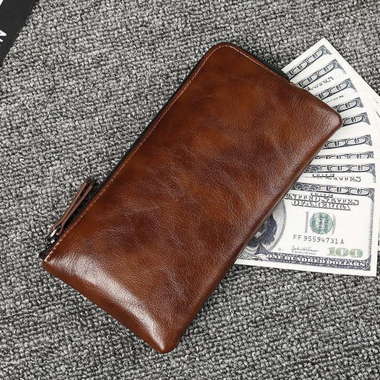 Business Long Wallet Men Anti-theft Multi-function Zipper PU Wallet Card Package Clutch Coin Bag