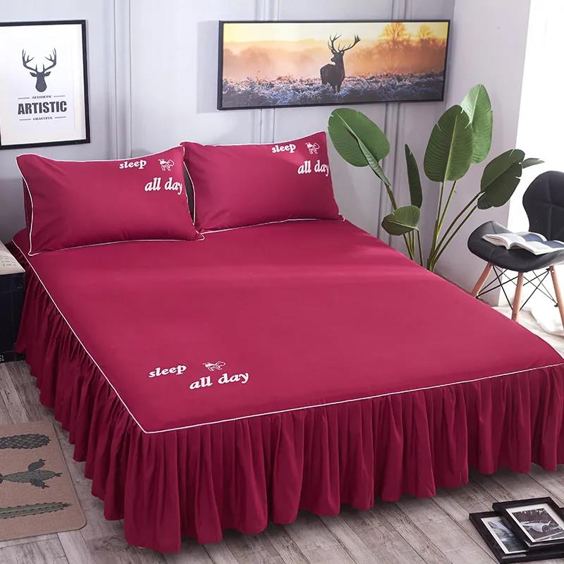 Solid Color Bedspread One Piece Simmons Non-slip Protective Cover Bed Sheet Non-slip Printing Double Bed